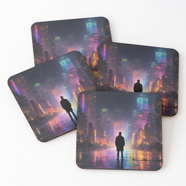 Item preview, Colorful Urban Landscape with Black Silhouette 02 designed and sold by kjp-design.