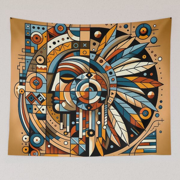 Item preview, Abstract Native American Portrait designed and sold by ArtPrintsUSA.