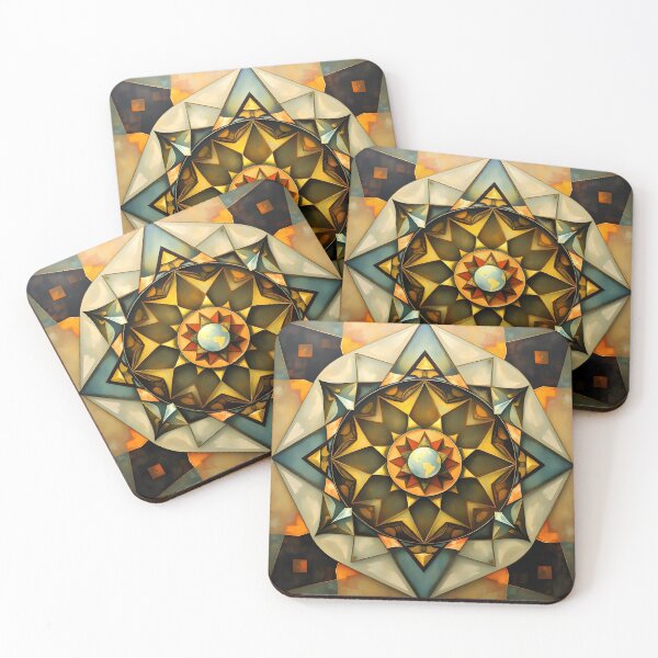 Item preview, Celestial Compass - Geometric Mandala with Earth Centerpiece designed and sold by ArtPrintsUSA.