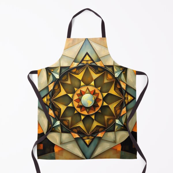 Item preview, Celestial Compass - Geometric Mandala with Earth Centerpiece designed and sold by ArtPrintsUSA.