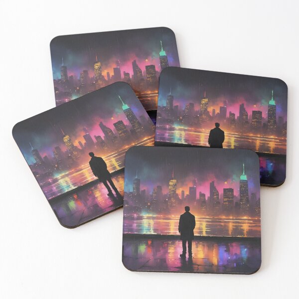 Item preview, Colorful Urban Landscape with Black Silhouette 03 designed and sold by kjp-design.