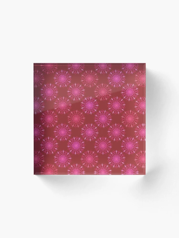 Aperçu 1 sur 5. Bloc acrylique avec l'œuvre Mandala Rustique - En angle / Rouges créée et vendue par Studio Variatio.