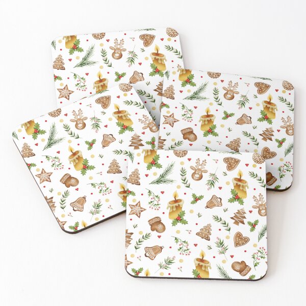 Item preview, christmas pattern, gingerbread, candle, holiday party, red, green, autumn pattern, fall, winter, berries, forest designed and sold by Tetiana Pohurska.