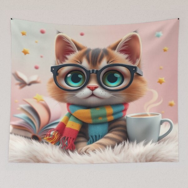 Item preview, Cozy Cat Reading Vibes designed and sold by FashionDollQtr.