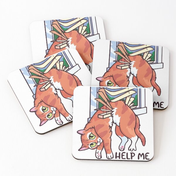 Item preview, Stuck Orange Tabby Cat - "Help Me" Funny Cartoon designed and sold by -DEEWOLF-.