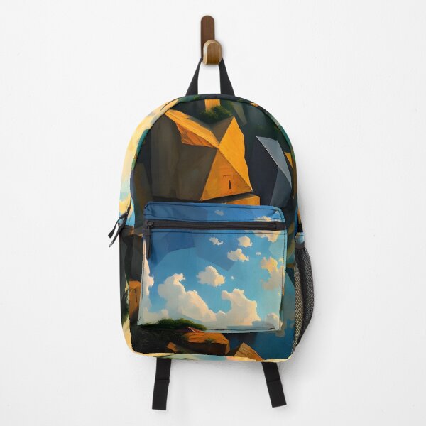 Item preview, Floating Geometry - Surreal Lakeside Landscape designed and sold by ArtPrintsUSA.