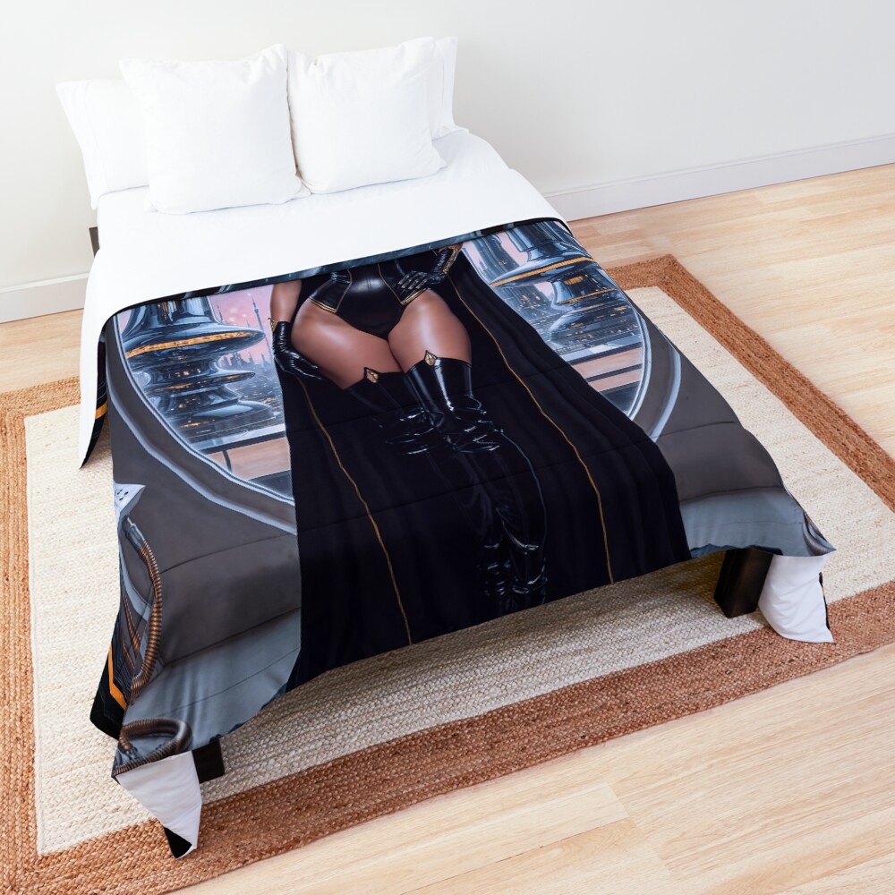 Don't Be Fooled By Her Elegance, She's A Mad Scientist Captivating AI Concept Art by Xzendor7 Decorative Art Print Comforter