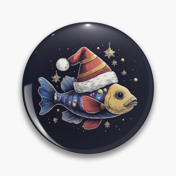Item preview, Whimsical Santa Hat Fish T-Shirt | Blue and Orange Fish on Starry Background designed and sold by Farid1Shop.