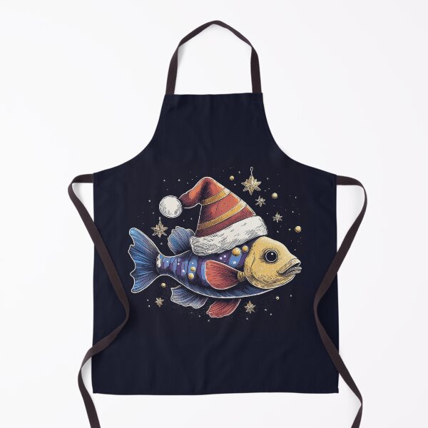 Item preview, Whimsical Santa Hat Fish T-Shirt | Blue and Orange Fish on Starry Background designed and sold by Farid1Shop.