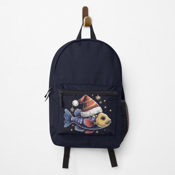 Item preview, Whimsical Santa Hat Fish T-Shirt | Blue and Orange Fish on Starry Background designed and sold by Farid1Shop.