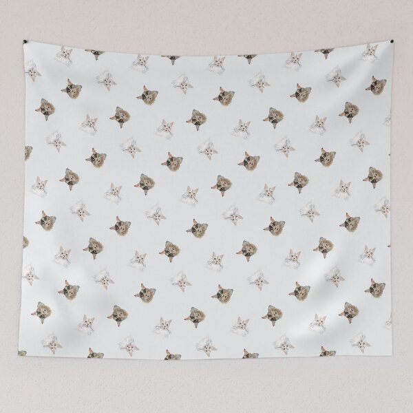 Item preview, Main Coon Shine - multi directional cat heads grey background designed and sold by BrendaWaldekker.