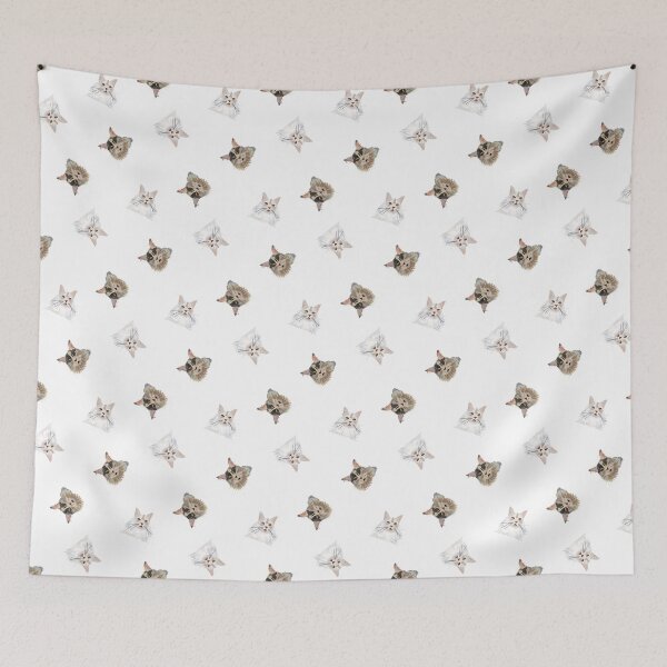 Item preview, Main Coon Shine - multi directional cat heads white background designed and sold by BrendaWaldekker.