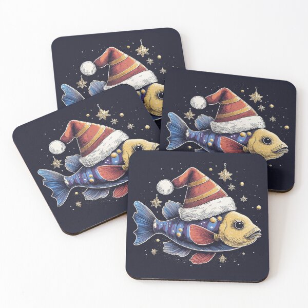 Item preview, Whimsical Santa Hat Fish T-Shirt | Blue and Orange Fish on Starry Background designed and sold by Farid1Shop.