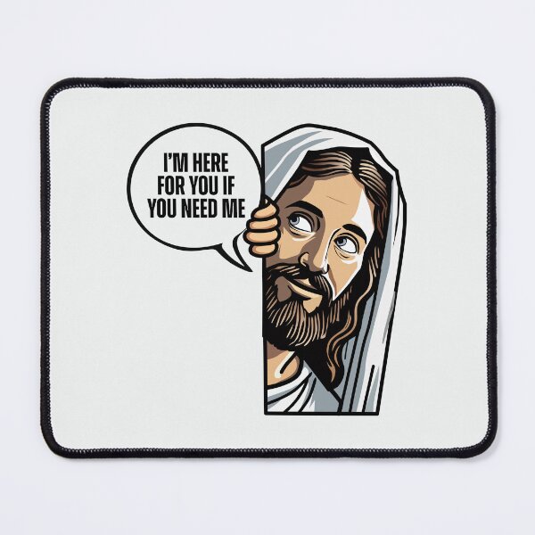 Item preview, I’m Here If You Need Me Jesus Peeking Christian Comfort designed and sold by Lillyamstronger.