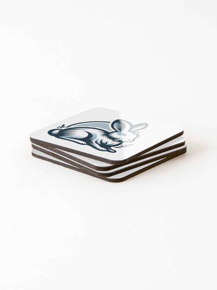 Thumbnail 4 of 5, Coasters (Set of 4), Go Rabbit Go Rabbit designed and sold by vectorillus.