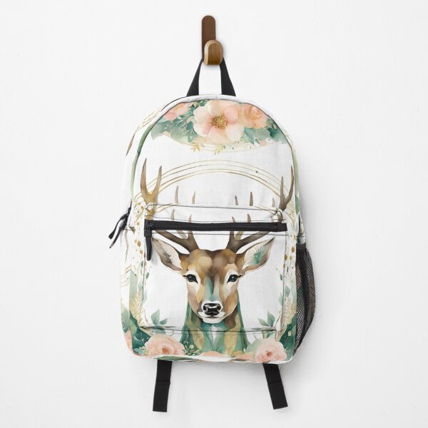 Item preview, Romantic Elegant Pattern Watercolor Deer Full Moon Florals Pattern Gold Green, designed and sold by KolorellaS.