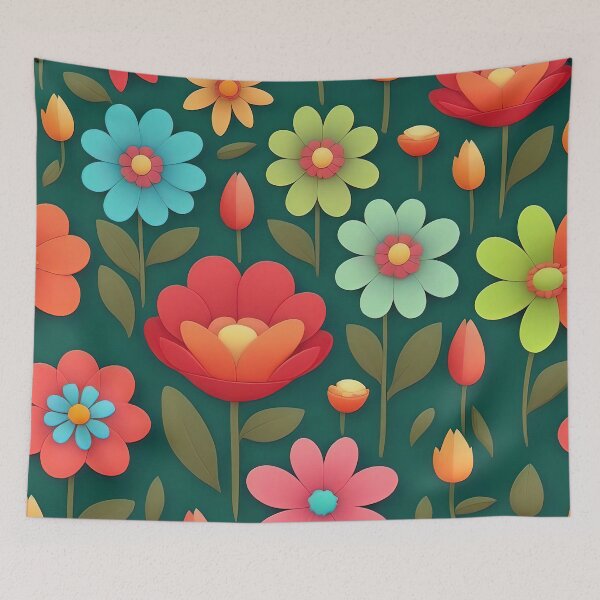 Item preview, Flowers on a green background pattern designed and sold by lalylaura.