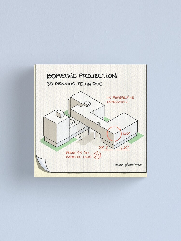 Thumbnail 1 of 3, Canvas Print, Isometric projection designed and sold by sketchplanator.