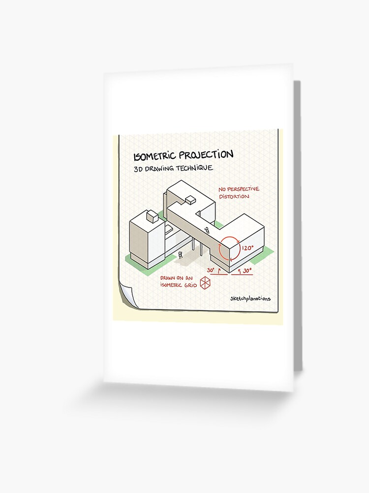 Thumbnail 1 of 2, Greeting Card, Isometric projection designed and sold by sketchplanator.