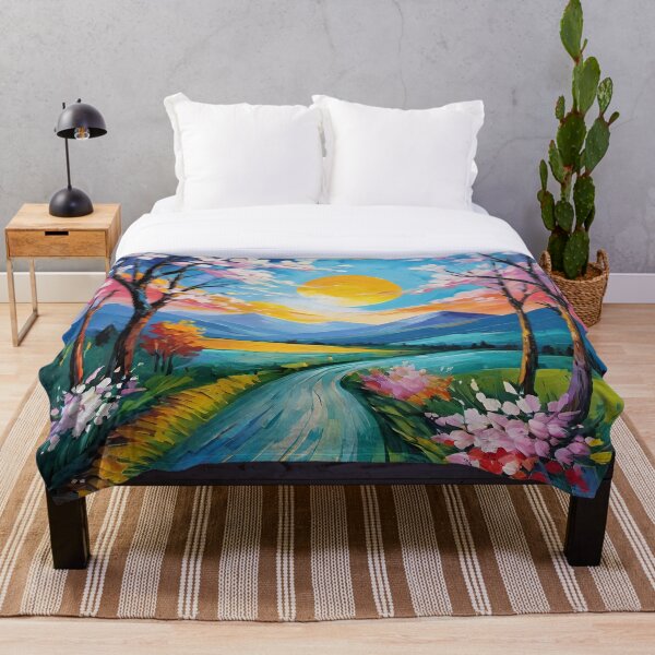Item preview, Stream and Mountains Landscape Painting designed and sold by BubbleGalaxy.