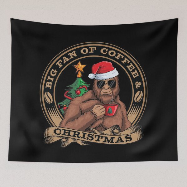 Item preview, Funny Christmas Bigfoot who is a big fan of Coffee and Christmas designed and sold by OhBoyLoveIt.