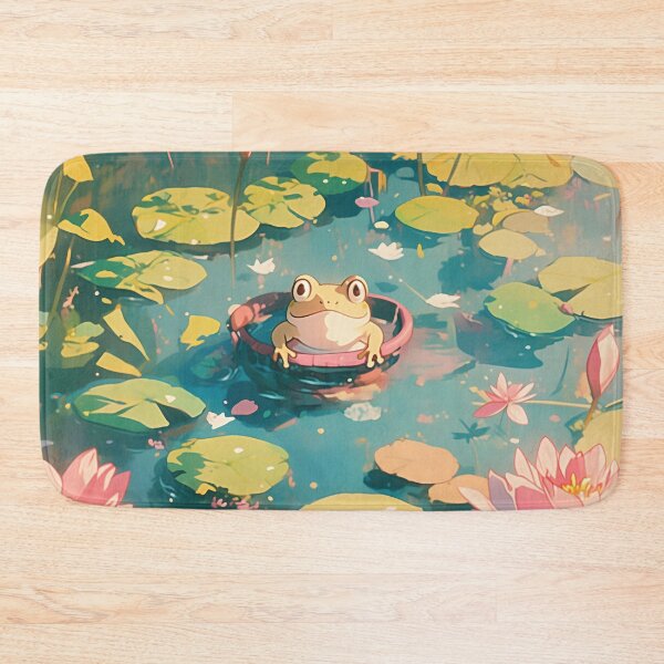 Item preview, Kawaii Mouse Pad, Koi Pond Cute Mousepad, Cute Frog in The Pond mouse pad, Aesthetic mousepad, Mouse pad anime, Japanese mousepad, Cute desk decor Ghibli Inspired designed and sold by roundedbunny.
