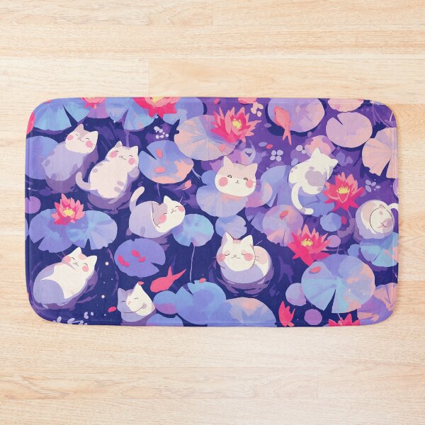 Item preview, Kawaii Cat Mouse Pad, Koi Pond Cute Mousepad, Purple mouse pad, Aesthetic mousepad, Mouse pad anime, Japanese mousepad, Lofi Cute desk decor Ghibli Inspired designed and sold by roundedbunny.