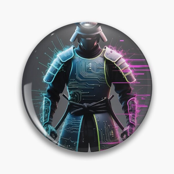 Artikelvorschau, Samurai-Silhouette mit Cyberpunk-Elementen entworfen und verkauft von SJZDesign.