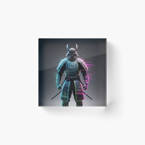 Artikelvorschau, Samurai-Silhouette mit Cyberpunk-Elementen entworfen und verkauft von SJZDesign.
