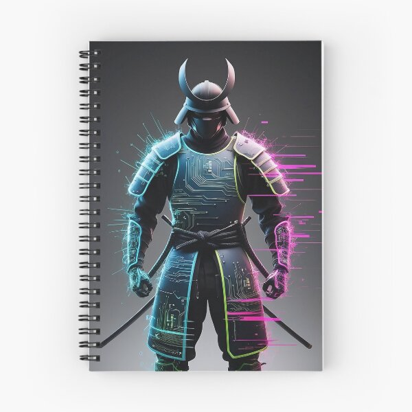 Artikelvorschau, Samurai-Silhouette mit Cyberpunk-Elementen entworfen und verkauft von SJZDesign.