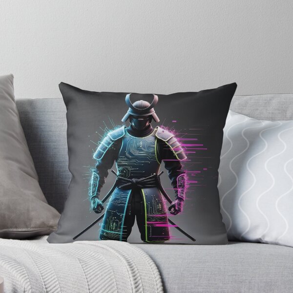 Artikelvorschau, Samurai-Silhouette mit Cyberpunk-Elementen entworfen und verkauft von SJZDesign.