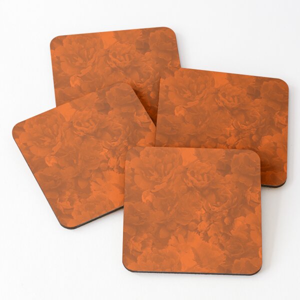 Item preview, Lux Peonies in Monochrome Halfdrop Medium Orange ff5900 designed and sold by Art in My Loft.