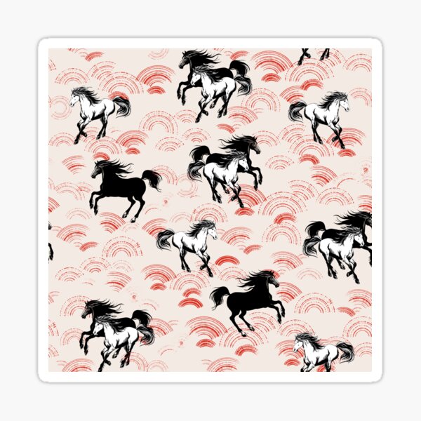 Aperçu de l'œuvre Motif de cheval traditionnel japonais – Art inspiré de l'Ukiyo-e créée et vendue par ivaostrogonac.