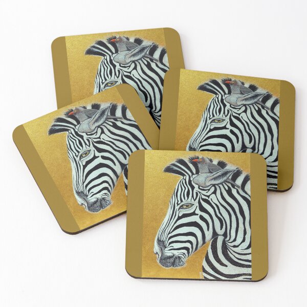 Item preview, Zebra With Oxpecker Study on Gold designed and sold by PhilipHarvey.