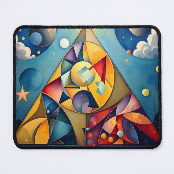 Item preview, Celestial Triad - Geometric Pyramid Under Cosmic Skies designed and sold by ArtPrintsUSA.