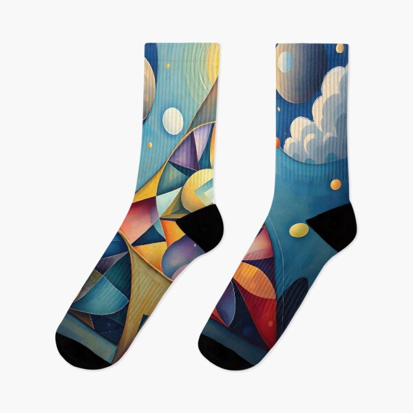 Item preview, Celestial Triad - Geometric Pyramid Under Cosmic Skies designed and sold by ArtPrintsUSA.