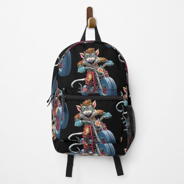 Rebel Biker Boy Rat Gang Rebels Book Illustration by Sarnia  Backpack