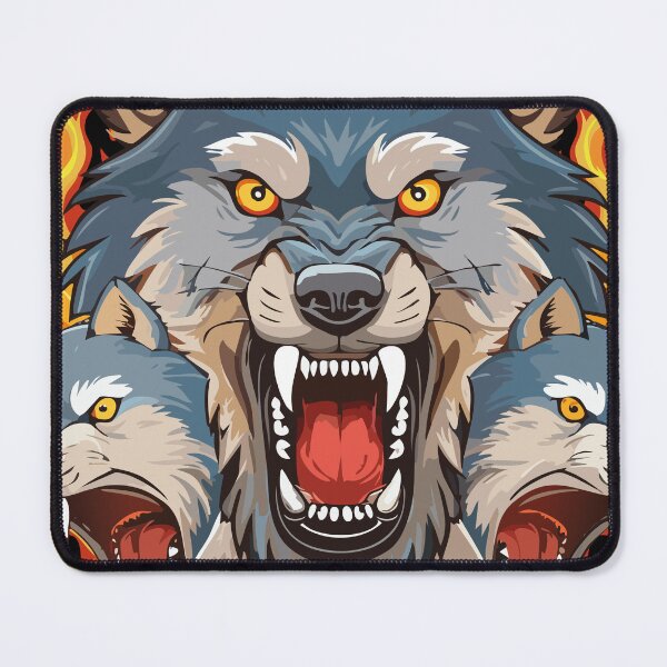 Item preview, 01 Bad Wolf Pack Wolves Head Fire Flames designed and sold by Margarita-Art.