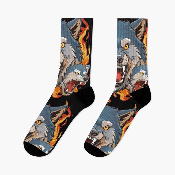 Item preview, 01 Bad Wolf Pack Wolves Head Fire Flames designed and sold by Margarita-Art.