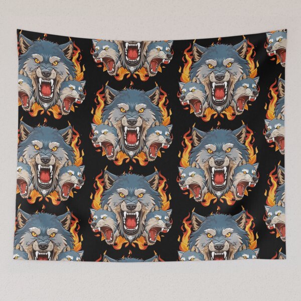 Item preview, 01 Bad Wolf Pack Wolves Head Fire Flames designed and sold by Margarita-Art.