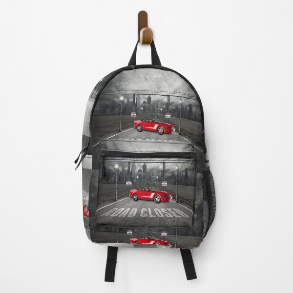 Item preview, red sports car on closed road with barbed wire designed and sold by Endo Designs - cause Love and Life matters.
