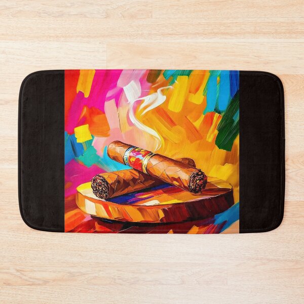 Item preview, Swirling Colors and Warmth with Two Cigars on a Wooden Platter, Exuding Luxury Modern Art AI Generated designed and sold by OlfactoART Studio.