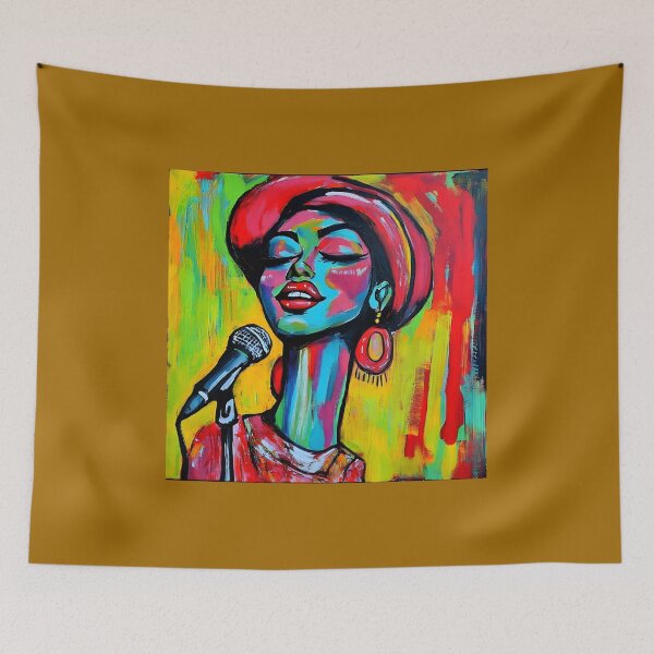 Item preview, Vibrant Colorful Portrayal of a Passionate Singer in Bold Brushstrokes Large Earrings AI Art designed and sold by OlfactoART Studio.