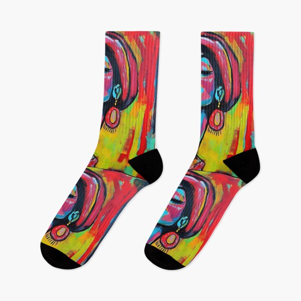 Item preview, Vibrant Colorful Portrayal of a Passionate Singer in Bold Brushstrokes Large Earrings AI Art designed and sold by OlfactoART Studio.
