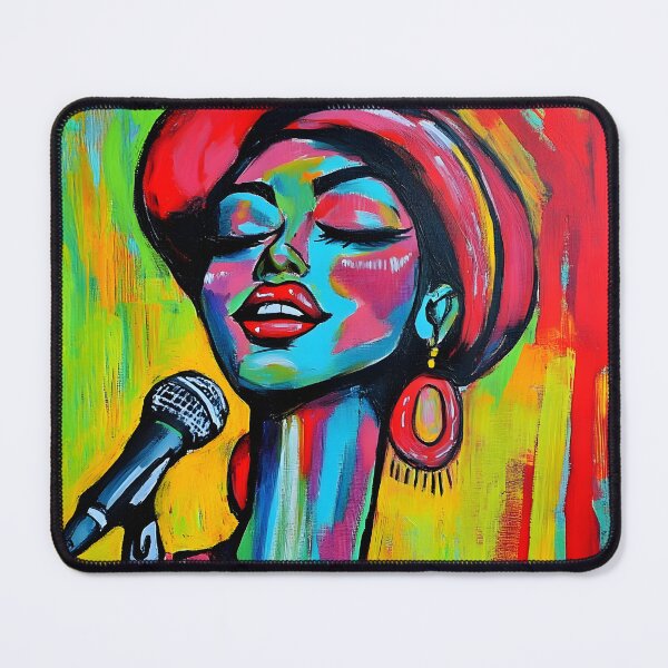 Item preview, Vibrant Colorful Portrayal of a Passionate Singer in Bold Brushstrokes Large Earrings AI Art designed and sold by OlfactoART Studio.