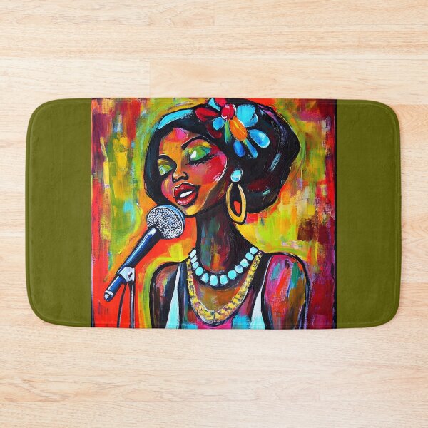 Item preview, Abstract Vibrant Depiction of a Passionate Singer with Vivid Makeup and Turquoise Necklace designed and sold by OlfactoART Studio.