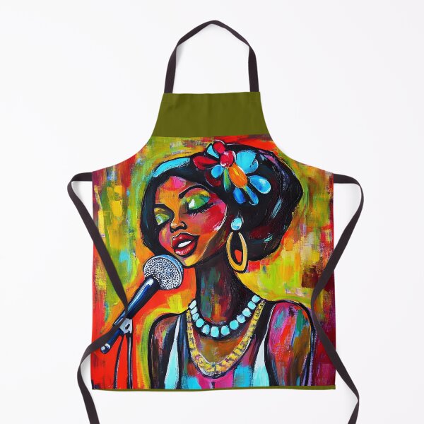 Item preview, Abstract Vibrant Depiction of a Passionate Singer with Vivid Makeup and Turquoise Necklace designed and sold by OlfactoART Studio.