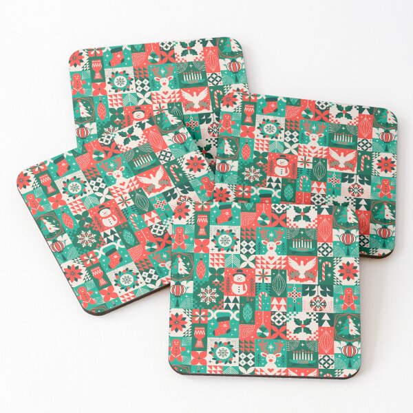 Item preview, Winter Holidays Festive Geometric Christmas in Red and Green designed and sold by EliveraDesigns.
