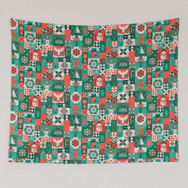 Item preview, Winter Holidays Festive Geometric Christmas in Red and Green  designed and sold by EliveraDesigns.
