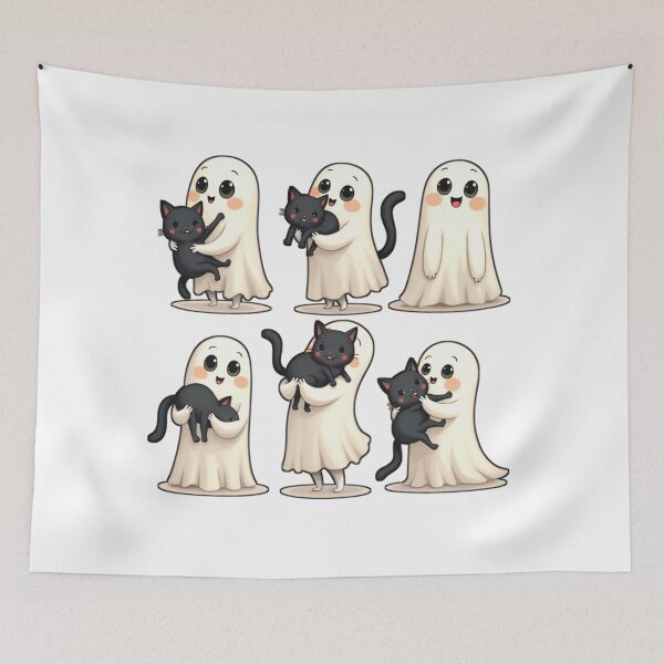 Item preview, Cute Ghost and Black Cat Friends designed and sold by Moad Fahim.